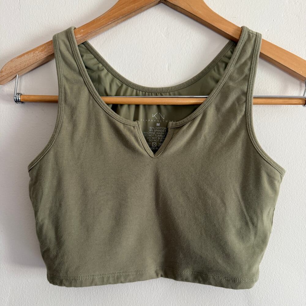 KLASSY NETWORK | Olive Green Cropped Notch Collar Brami Top | Medium